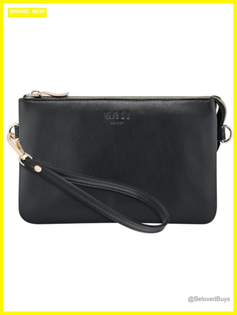 Faux Leather Wristlet Crossbody Clutch Purse with Zipper Pockets, Women's Small